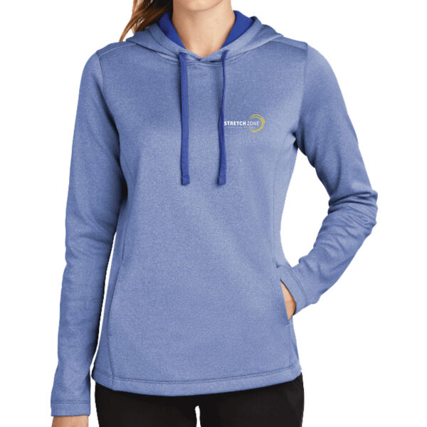 Stretch Zone - Ladies PosiCharge &#174; Sport Wick &#174; Heather Fleece Hooded Pullover Thumbnail