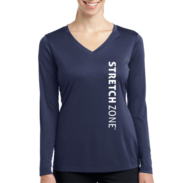 Stretch Zone - Ladies Long Sleeve PosiCharge &#174; Competitor&#153; V Neck Tee Thumbnail